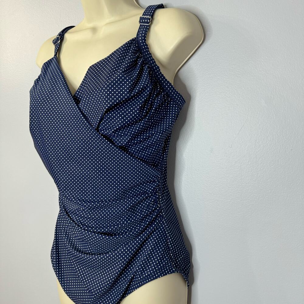 Miraclesuit Pin-Point Oceanus Allover Slimming One Piece Swimsuit Sz 12 - Picture 8 of 13